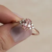 Oval Pembe Turmalin Taşlı Pırlanta Yüzük MY2012