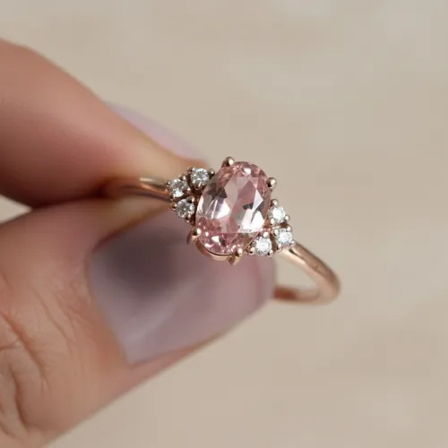 Oval Pembe Turmalin Pırlanta Yüzük MY2012