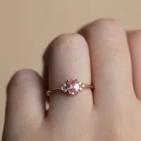 Oval Pembe Turmalin Taşlı Pırlanta Yüzük MY2012