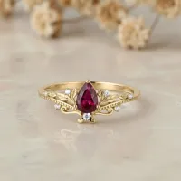 Rose Gold Yakut Pırlanta Vintage Taç Yüzük MY4001 - My Diamond