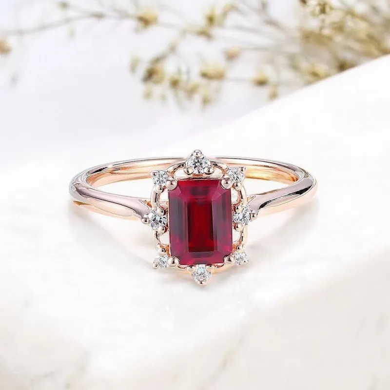 Emerald Kesim Yakut Ve Pırlanta Vintage Yüzük
