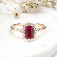 Emerald Kesim Yakut Ve Pırlanta Vintage Yüzük