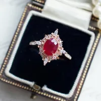 Oval Kesim Yakut Pırlanta Vintage Tarz Yüzük