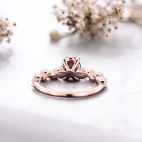Markiz Pırlantalı Oval Yakut Taşlı Tasarım Yüzük