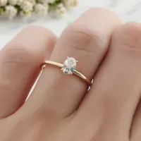 Oval Pırlanta Tek Taş Yüzük HRD Sertifikalı