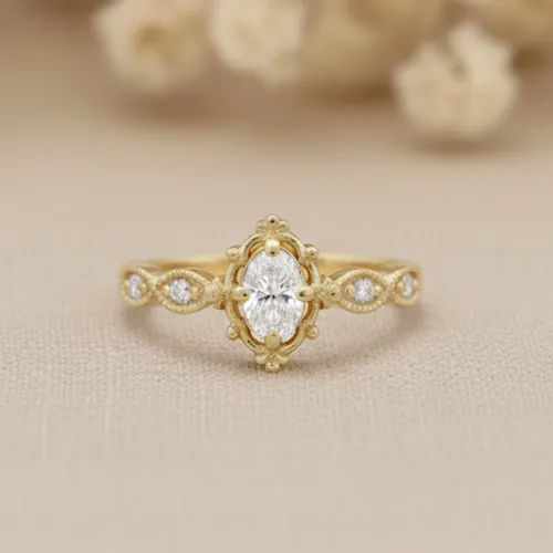 0.45 Karat Oval Pırlanta Vintage Tarzı Yüzük MY2053