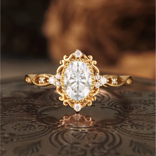Vintage Tasarım Oval Pırlanta Tektaş Yüzük 0.66 Ct MY3201