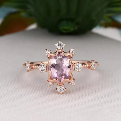 Morganite Ve Pırlantalı Vintage Tasarım Yüzük MY2426