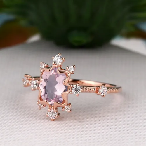 Morganite Ve Pırlantalı Vintage Tasarım Yüzük MY2426