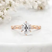 Gia Sertifikalı Oval Pırlanta Vintage Yüzük 