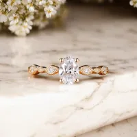 Vintage Tasarım Oval Pırlantalı Tektaş Yüzük MY3050 - My Diamond