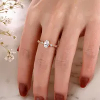 Vintage Tasarım Oval Pırlantalı Tektaş Yüzük MY3050 - My Diamond