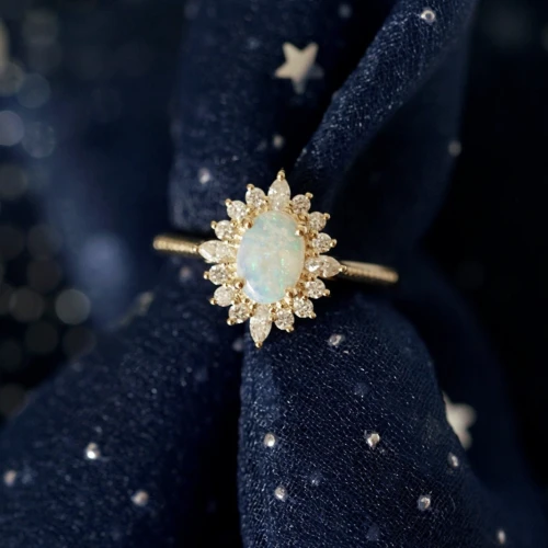 Oval Opal  Ve Pırlanta Vintage Yüzük AD1135