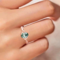 14 Ayar Altın Yaprak Tasarım Moss Agate Yüzük