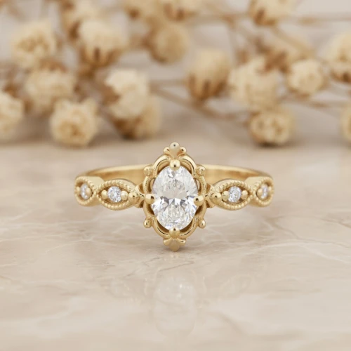 0.35 Karat Oval Pırlanta Vintage Tektaş Yüzük MY2052