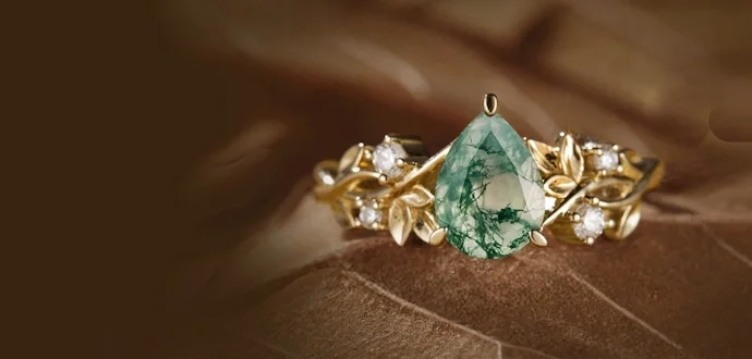 moss agate yüzükler